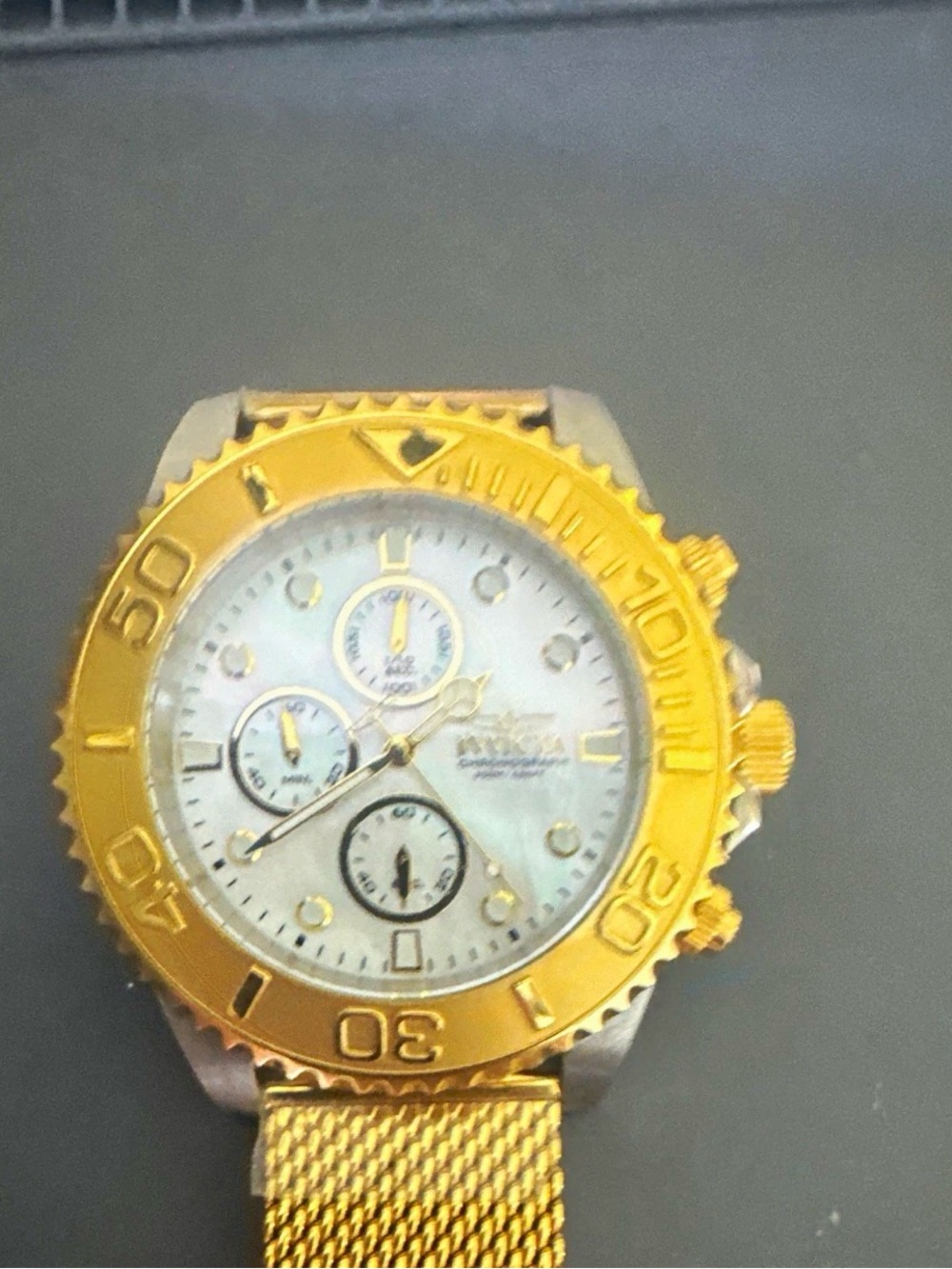 Gold-Tone Men's Chronograph Watch with Mesh Bracelet